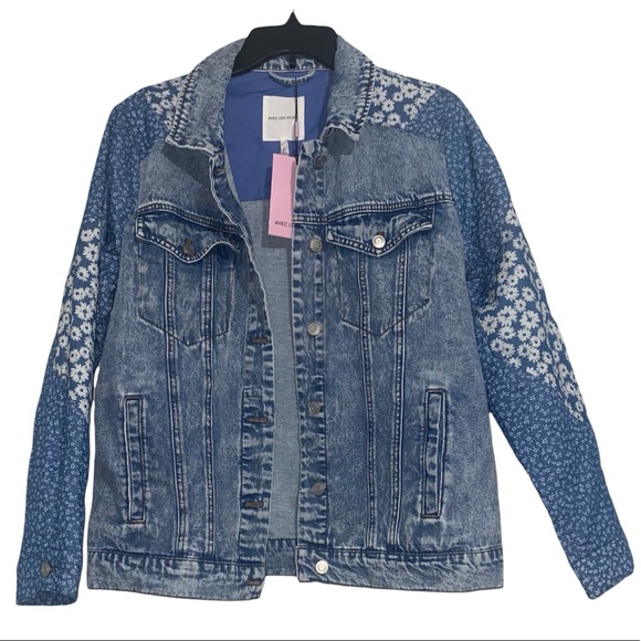 Avec Les Filles Jackets & Blazers - Avec Les Filles| Anthropologie| NWT Denim Jean Jacket Quilted Sleeves